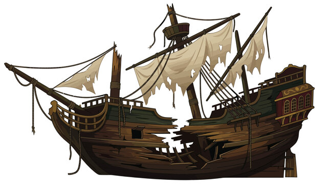 Vintage Wooden Sailing Ship.