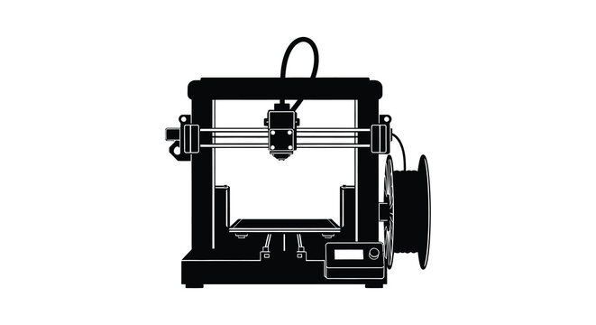 3d printer silhouette on a white background
