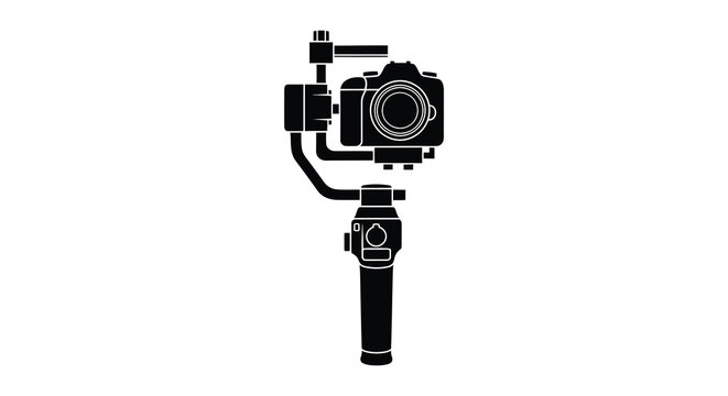 Camera gimbal stabilizer in black silhouette