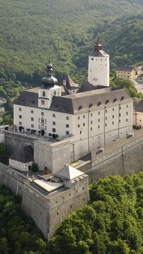 Vertical Aerial View of Forchtenstein Castle in Austria