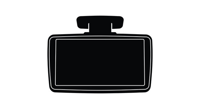 Car rear view mirror with dash cam black silhouette