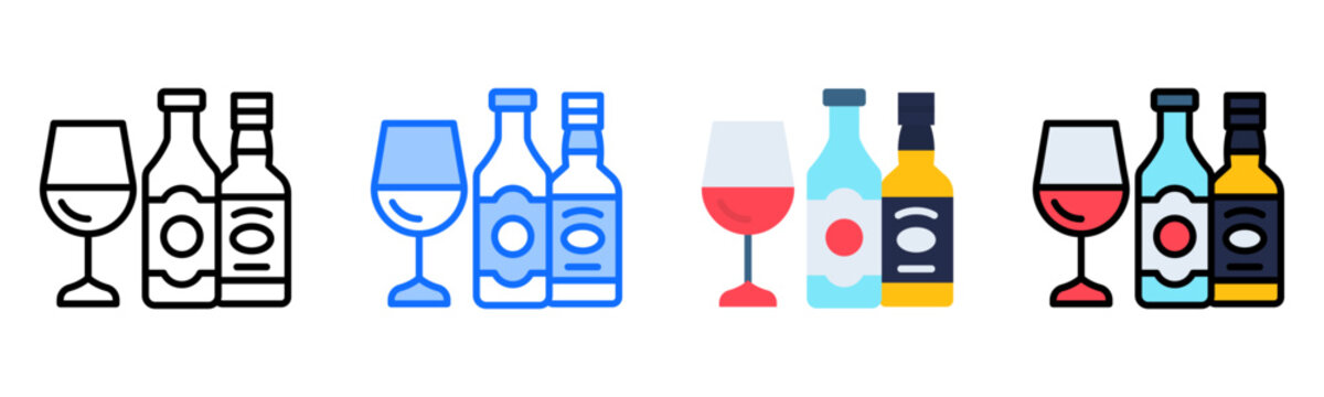 Alcohol Icon Collection Set Multiple Style
