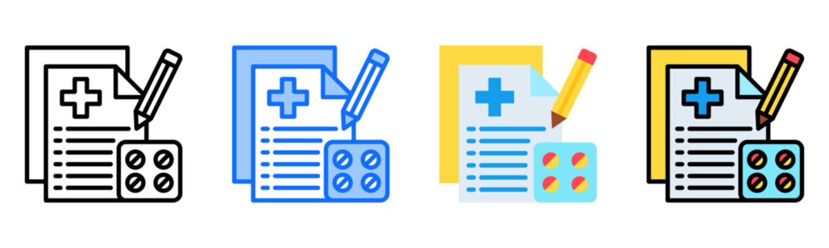Prescription Icon Collection Set Multiple Style