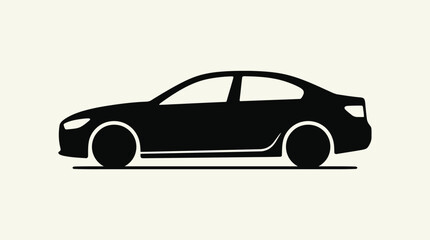 Fototapeta premium A simple black silhouette of a modern sedan car on a light background
