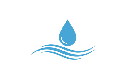 Fototapeta premium Abstract illustration of a blue water droplet and waves conveying purity and freshness