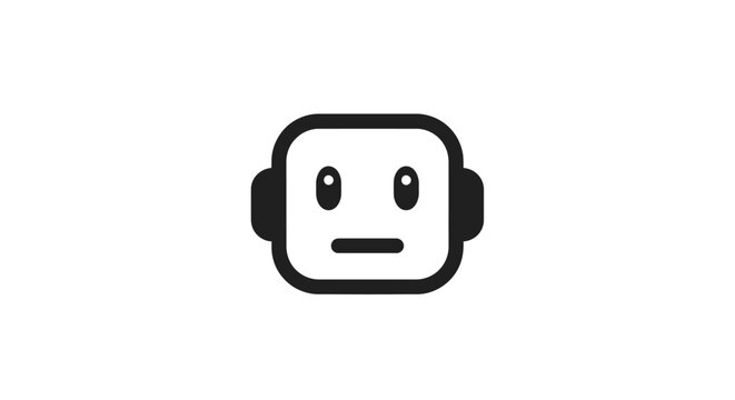 Minimalist Robot Icon on White Background, Suitable for Technology and Modern Concepts
