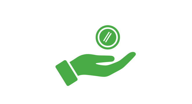 Illustration showing a hand receiving a coin representing finance, giving, or investment
