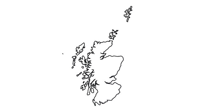 Scotland map outline in a minimalist continuous line art style