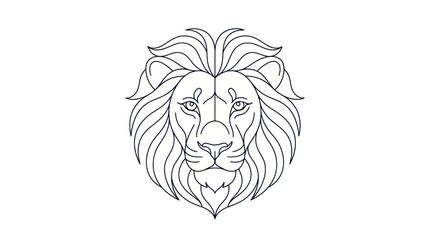 Majestic lion head with detailed mane line art © Muta