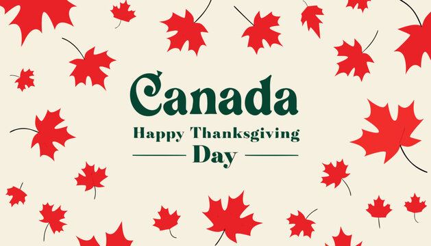 Canada, Happy Thanksgiving Day, Maple Leaf Pattern, Fall Season, Vector Illustration