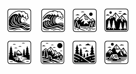 Obraz premium Black And White Mountain Landscapes.