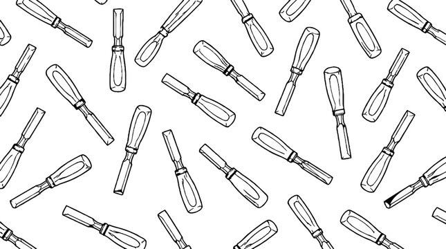 Repeating pattern of wooden kitchen utensils.