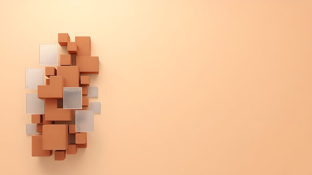 Corporate UI Background: Left-Aligned Geometry - Ivory & Terracotta