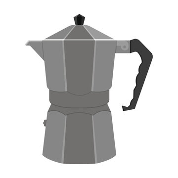 Moka pot italian coffee maker on white background