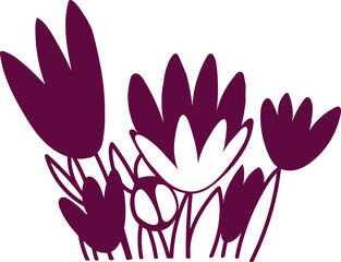 Fototapeta premium Linocut Wildflowers Bouquet