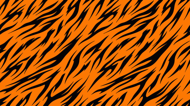 Orange Zebra Stripe Seamless Vector Pattern for Textile Background