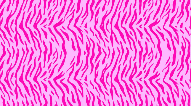 Pink Zebra Stripe Seamless Vector Pattern for Textile Background