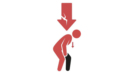 Fototapeta premium Cracked Arrow Symbolizing Pressure and Strain on Red Human Figure