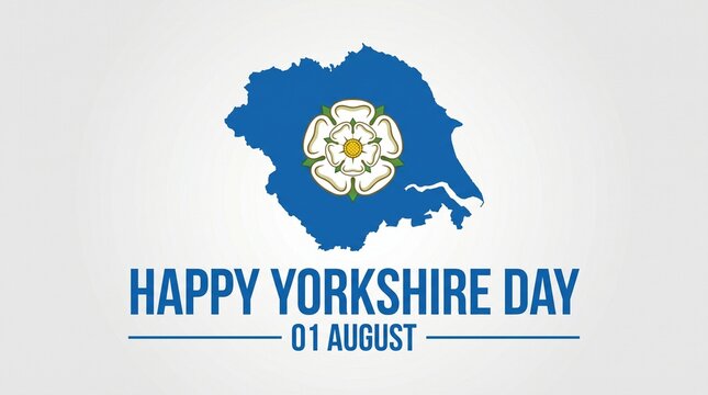 Happy yorkshire day august 1st celebration map and white rose emblem