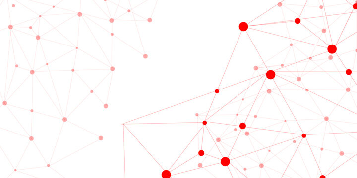 connected dot with red line .many squares and rectangle shapes .Internet connection network high digital technology with connecting points and dot