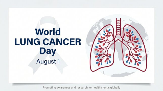 World lung cancer day awareness poster featuring human respiratory organs