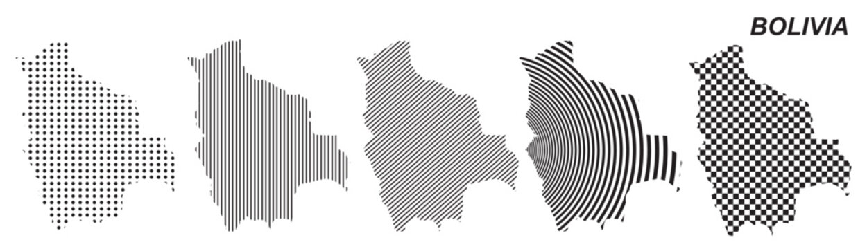 Bolivia map infographic simple design element, black abstract geometric pattern icon style Bolivia country landscape outline shape vector illustration