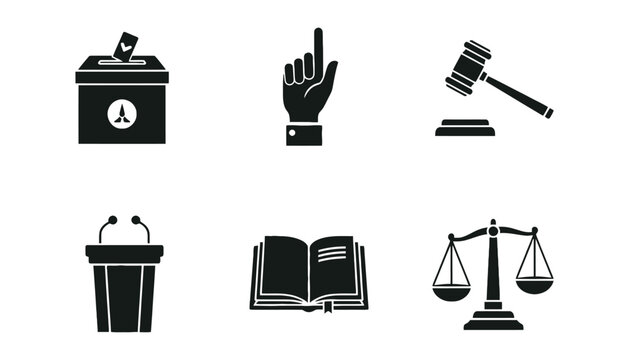 Legal and judicial system icon set illustration