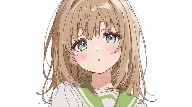 金髪で青い目のアニメ風少女のポートレート