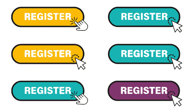 Register button set with computer mouse cursor interaction