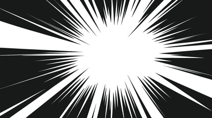 Abstract flash explosion background with radial manga burst, dynamic black and white energy rays, dramatic comic impact and powerful motion effect vector illustration eps 10. © MD. RAIYAN RAIYAN