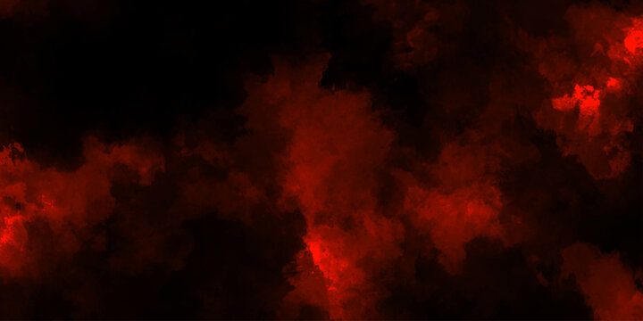 Abstract grunge red and black powder explosion cloud on black background. dark red smoke Like cloud wave effect on black. dark fire flame grunge texture background. toned fiery red sky.