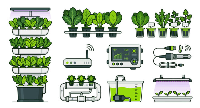 Vertical hydroponic farming system with lettuce plants for indoor growth