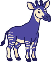 Fototapeta premium Purple Cartoon Giraffe Animal Illustration.