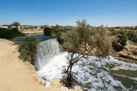 Wadi El Rayan waterfalls in Faiyum in Egypt.