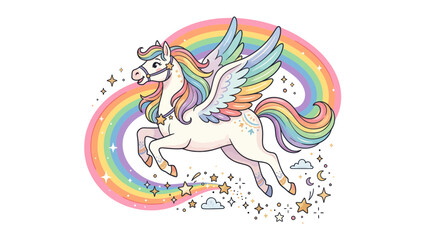 Colorful Unicorn with Rainbow Mane. © noval
