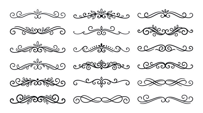 Collection of ornate swirling design elements.