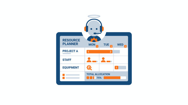 Project manager planning on laptop.