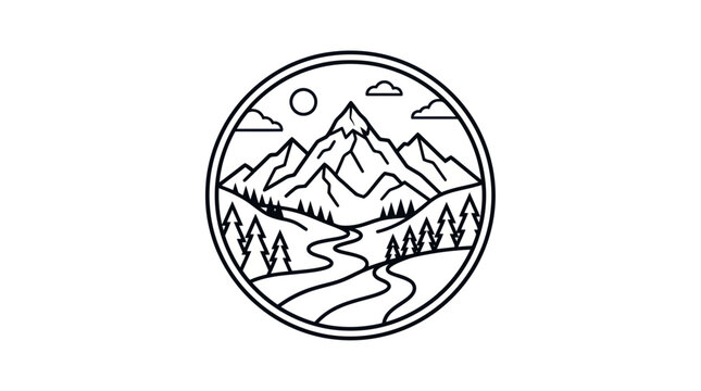 Mountain landscape in a circle.
