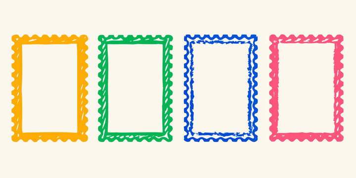 Rectangular Frames With Decorative Edges Colorful Vector Illustration