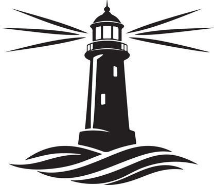 Elegant lighthouse icon vector illustration for maritime navigation, coastal safety and guidance.
