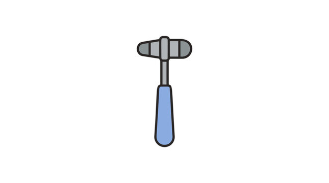 Simple medical reflex hammer illustration with a blue handle and grey head