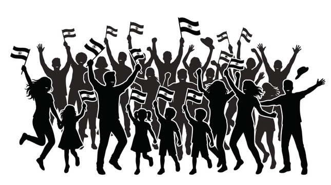 People celebrate with flags in a lively outdoor event atmosphere freely.