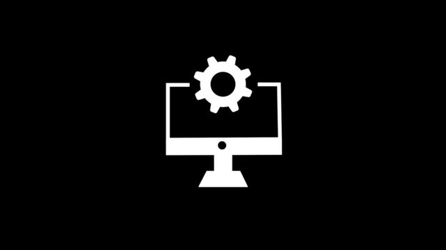 Monitor and gears icon animation. 4K Video motion Animation.