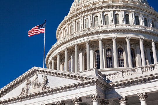 Capitol Building flying the American Flag