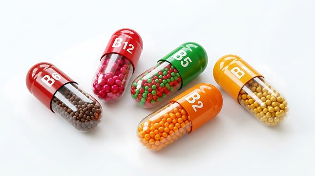 Colorful Assorted Capsules on White Background Close Up