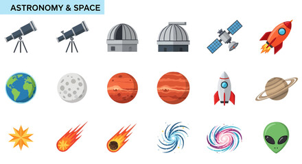 Astronomy and Space Icons Set. © Agung