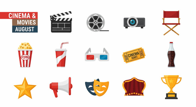 Cinema and movie icons collection.