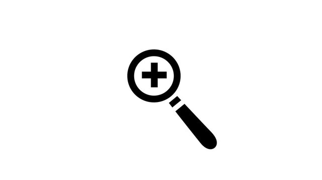 Magnifying glass icon with plus isolated animation .Search Bar and Magnifying Glass Icon .