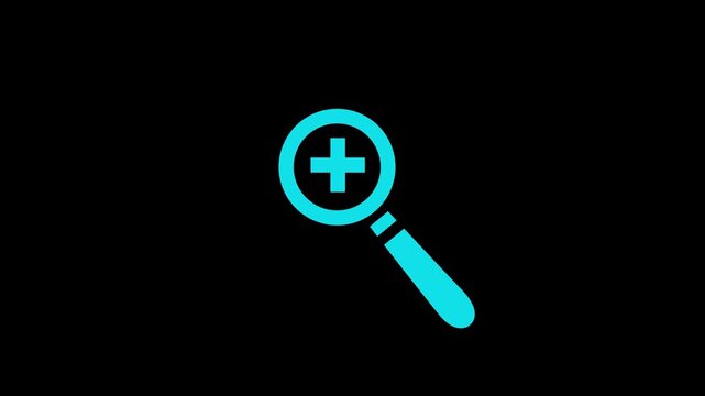 Magnifying glass icon with plus isolated animation .Search Bar and Magnifying Glass Icon .