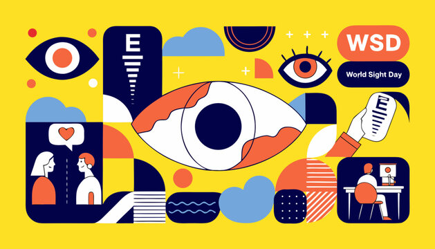 World Sight Day, eye care, vision awareness, medical icons, colorful graphics